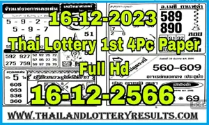 Thai Government Lottery First Paper Full Open 16-12-2023